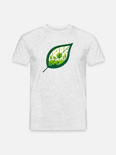 Blatt Frühling schräg - Männer T-Shirt - Grau meliert