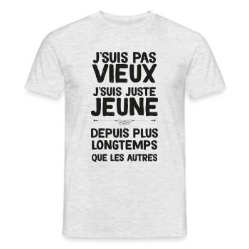 Retraite Homme Message Marrant - T-shirt homme - gris chiné - Devant - AI Model Male 178 dark (178cm)
