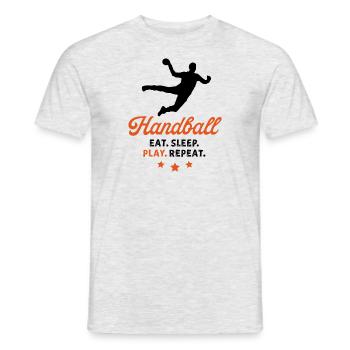 Handball - Eat. Sleep. Play. Repeat - Männer T-Shirt - Grau meliert - Vorne - AI Model Male 178 dark (178cm)
