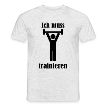 Ich muss trainieren - Männer T-Shirt - Grau meliert - Vorne - AI Model Male 178 dark (178cm)