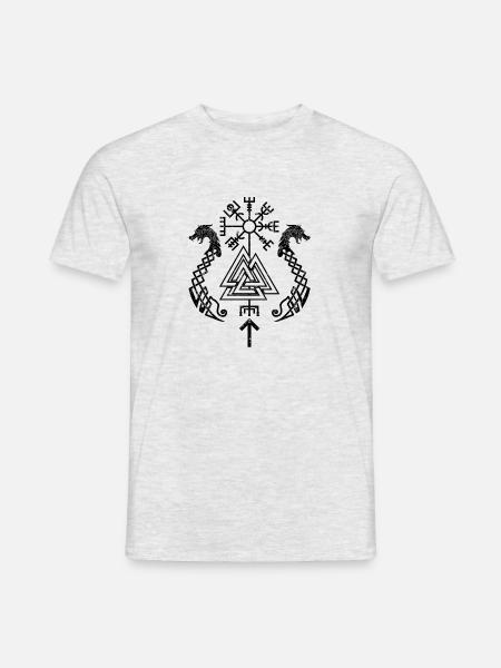 Wikinger Kunst - Germanisch, Runen, Valhalla - Männer T-Shirt - Grau meliert