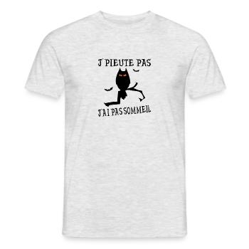 J'PIEUTE PAS J'AI PAS SOMMEIL ! - T-shirt homme - gris chiné - Devant - AI Model Male 178 dark (178cm)