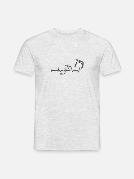 Akkuschrauber herzschlag geschenk Heimwerker job - Männer T-Shirt - Grau meliert