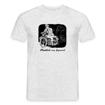 Pünktlich trotz Gegenwind - Männer T-Shirt - Grau meliert - Vorne - AI Model Male 178 dark (178cm)
