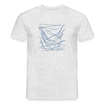 Lignes bleues Géométrie abstraite - T-shirt homme - gris chiné - Devant - AI Model Male 178 dark (178cm)
