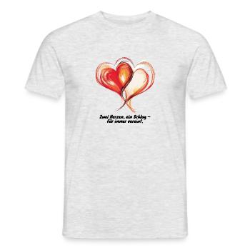 Zwei Herzen, ein Schlag – für immer vereint. - Männer T-Shirt - Grau meliert - Vorne - AI Model Male 178 dark (178cm)