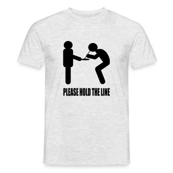 Please hold the line - Men's T-Shirt - heather grey - Front - AI Model Male 178 dark (178cm)