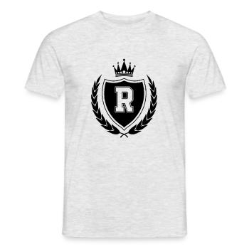 wappen R Krone - Männer T-Shirt - Grau meliert - Vorne - AI Model Male 178 dark (178cm)