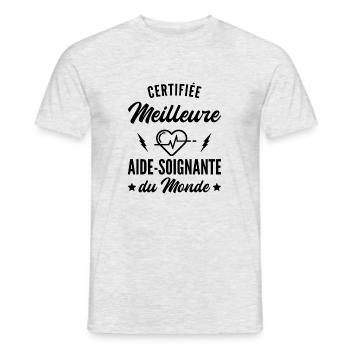 Certifiée meilleure aide soignante du monde - T-shirt homme - gris chiné - Devant - AI Model Male 178 dark (178cm)