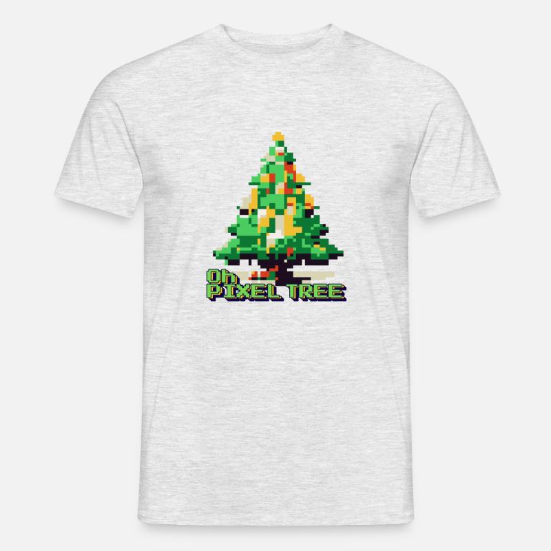 8-bit Christmas Magic . Oh Pixel Tree - Men’s T-shirt - heather grey