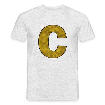 Lettre C Or - T-shirt homme - gris chiné - Devant - AI Model Male 178 dark (178cm)