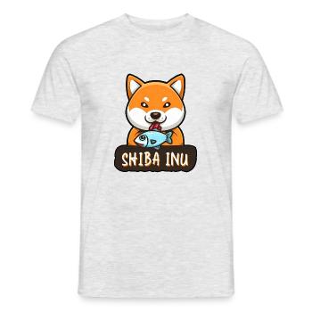 Shiba Inu au poisson - T-shirt homme - gris chiné - Devant - AI Model Male 178 dark (178cm)