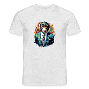 Singe en costume - T-shirt homme - gris chiné - Devant - AI Model Male 178 dark (178cm)