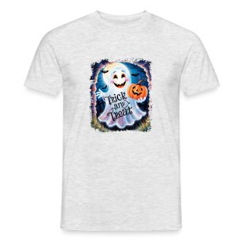 Trick and Treat halloween ghost funny - Men's T-Shirt - heather grey - Front - AI Model Male 178 dark (178cm)