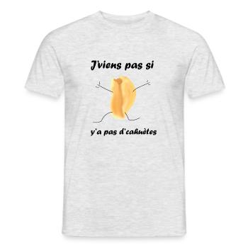 J'viens pas si y'a pas d'cahuètes - T-shirt homme - gris chiné - Devant - AI Model Male 178 dark (178cm)