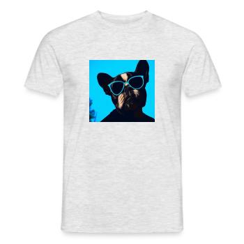 Lustiger Hund mit Sonnenbrille Blau - Männer T-Shirt - Grau meliert - Vorne - AI Model Male 178 dark (178cm)