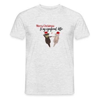 Loutre de Noël mignonne / Loutre de Motif de Noël - T-shirt homme - gris chiné - Devant - AI Model Male 178 dark (178cm)