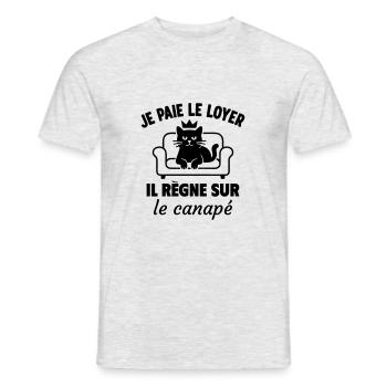 Chat humour Roi du canap - T-shirt homme - gris chiné - Devant - AI Model Male 178 dark (178cm)