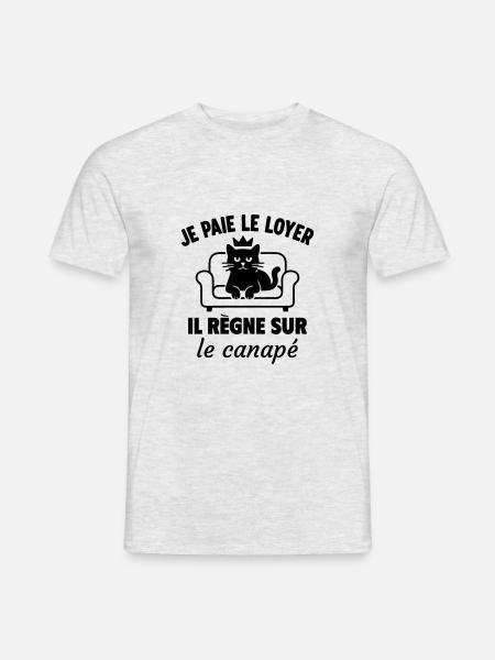Chat humour Roi du canap - T-shirt homme - gris chiné