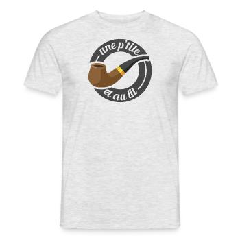 Une p'tite pipe et au lit - T-shirt homme - gris chiné - Devant - AI Model Male 178 dark (178cm)