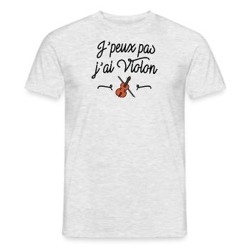 J'peux pas j'ai violon - T-shirt homme - gris chiné - Devant - AI Model Male 178 dark (178cm)