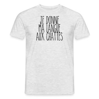 Je donne ma langue aux chattes - T-shirt homme - gris chiné - Devant - AI Model Male 178 dark (178cm)