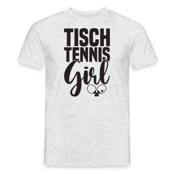 Table tennis girl saying with table tennis bat - Men's T-Shirt - heather grey - Front - AI Model Male 178 dark (178cm)