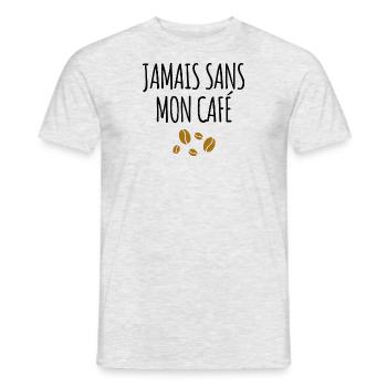 Jamais sans mon café - T-shirt homme - gris chiné - Devant - AI Model Male 178 dark (178cm)
