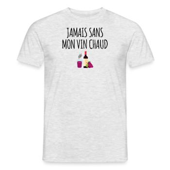 Jamais sans mon vin chaud - T-shirt homme - gris chiné - Devant - AI Model Male 178 dark (178cm)