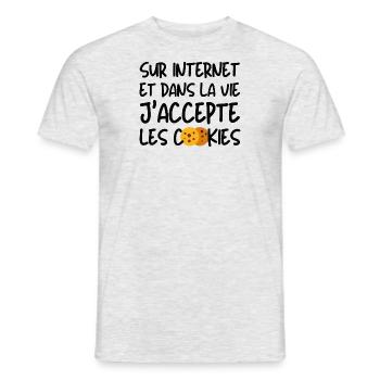 J'accepte les cookies - T-shirt homme - gris chiné - Devant - AI Model Male 178 dark (178cm)
