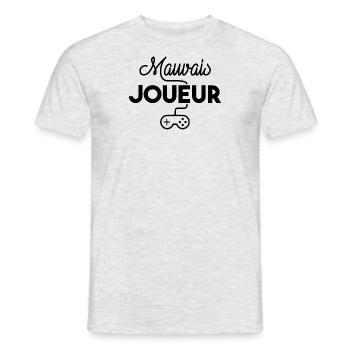 Mauvais joueur - T-shirt homme - gris chiné - Devant - AI Model Male 178 dark (178cm)
