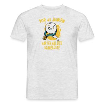 Vor 45 Jahren War Ich Mal Der Schnellste Humor - Männer T-Shirt - Grau meliert - Vorne - AI Model Male 178 dark (178cm)