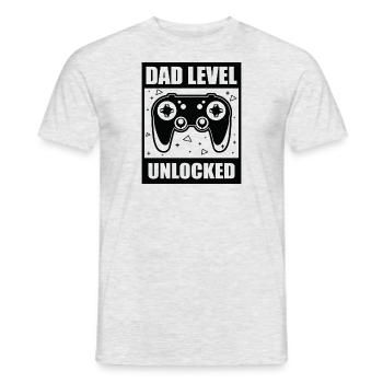 Gaming Gamer Papa Dad Level Unlocked Gift Idea - T-shirt homme - gris chiné - Devant - AI Model Male 178 dark (178cm)