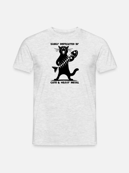 Katze Heavy Metal Musik Humor Lustig Geschenkidee - T-shirt herr - gråmelerad