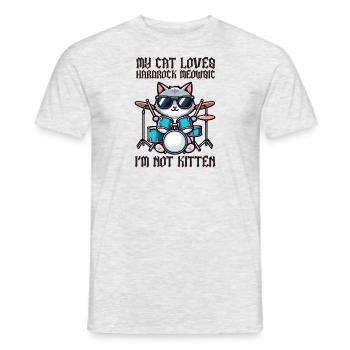 Cat Rock Music Humor Funny Gift Idea - Men's T-Shirt - heather grey - Front - AI Model Male 178 dark (178cm)