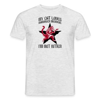 Cat Rock Music Humor Funny Gift Idea - Men's T-Shirt - heather grey - Front - AI Model Male 178 dark (178cm)