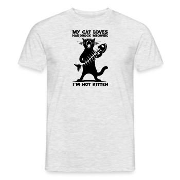 Katze Rock Musik Humor Lustig Geschenkidee - Männer T-Shirt - Grau meliert - Vorne - AI Model Male 178 dark (178cm)