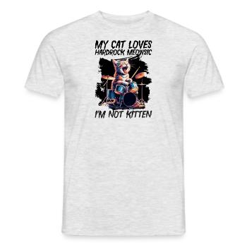 Cat Rock Music Humor Funny Gift Idea - Men's T-Shirt - heather grey - Front - AI Model Male 178 dark (178cm)