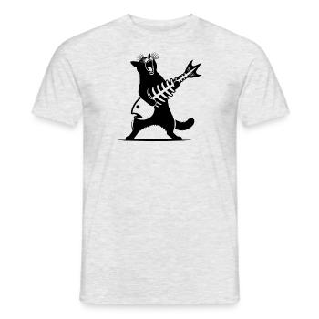 Rock Musik Katze Lustig Humor Geschenkidee - Männer T-Shirt - Grau meliert - Vorne - AI Model Male 178 dark (178cm)
