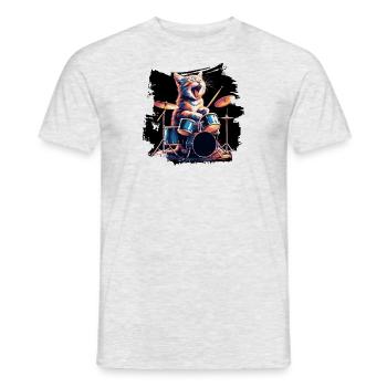 Rock Musik Katze Lustig Humor Geschenkidee - Männer T-Shirt - Grau meliert - Vorne - AI Model Male 178 dark (178cm)