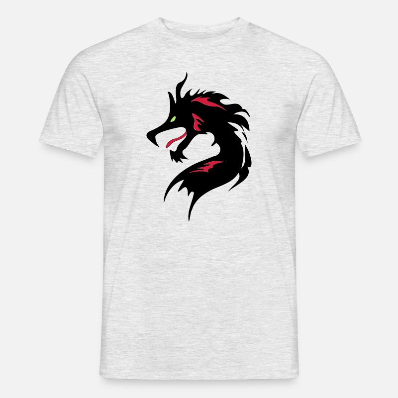 ❤️👄🐉Cool Dragon Head-I Love Dragon- 龍 - Mænd T-shirt - grå meleret