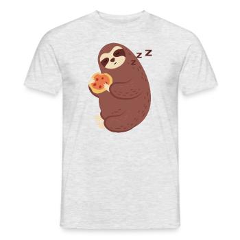 Un paresseux mangeant et dormant, mignon animal - T-shirt homme - gris chiné - Devant - AI Model Male 178 dark (178cm)