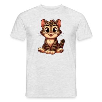 Katze Tiger - Männer T-Shirt - Grau meliert - Vorne - AI Model Male 178 dark (178cm)