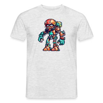 Roboter in bunt in futuristischer Rüstung - Männer T-Shirt - Grau meliert - Vorne - AI Model Male 178 dark (178cm)