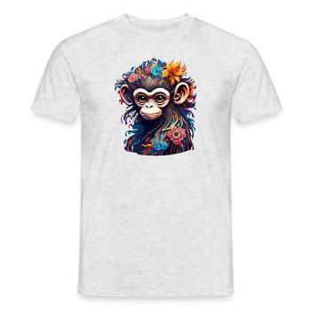 Cute Monkey / Monkey Girl / Cute / Hair Bow - Men's T-Shirt - heather grey - Front - AI Model Male 178 dark (178cm)