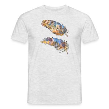 Feder - Männer T-Shirt - Grau meliert - Vorne - AI Model Male 178 dark (178cm)