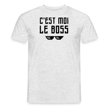 C'est moi le boss - T-shirt homme - gris chiné - Devant - AI Model Male 178 dark (178cm)