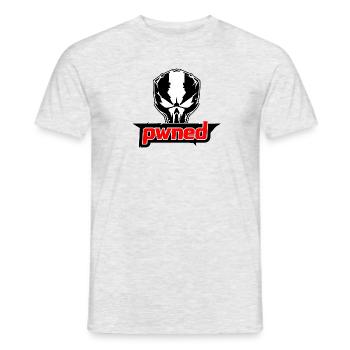 "Pwned" Power Apparel Skull - Men's T-Shirt - heather grey - Front - AI Model Male 178 dark (178cm)