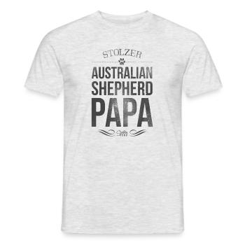 Stolzer Australian Shepherd Papa - Männer T-Shirt - Grau meliert - Vorne - AI Model Male 178 dark (178cm)