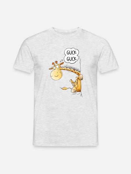 Guck Guck Giraffe I Wildtier Tiermotiv - Männer T-Shirt - Grau meliert